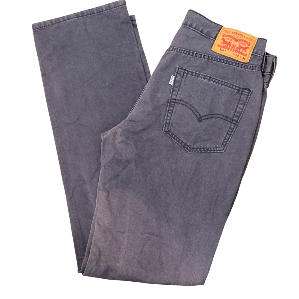 Levi's 514 Men's Gray Canvas Work Pants 32x34 Straight Fit 100% Cotton Workwear